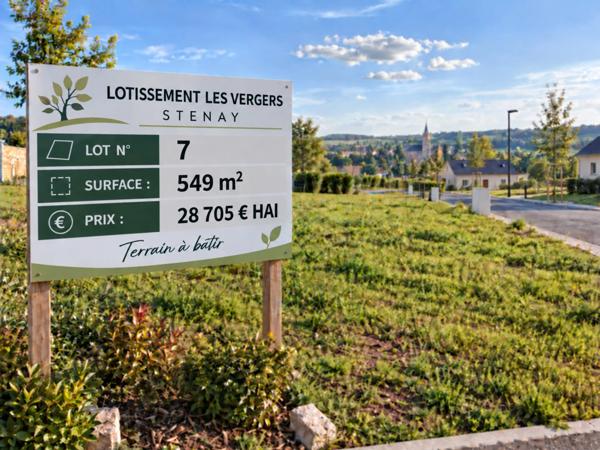 Stenay 55700 terrain à bâtir viabilisé 549 m² Lot n° 7   |   Lotissement Les Vergers   |   28 705 € honoraires inclus