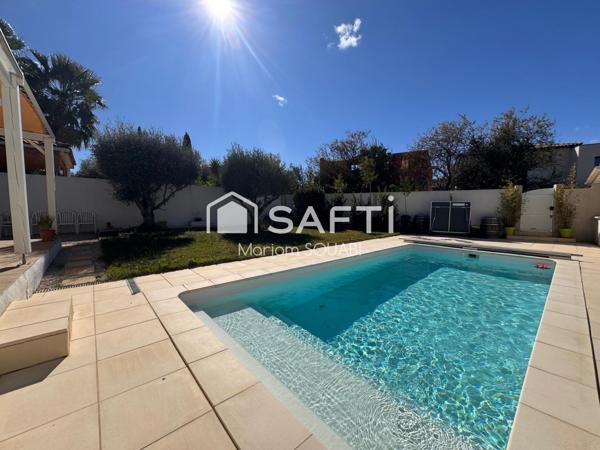 Villa d’environ 146m2 , parcelle 621m2, panneaux solaires, piscine