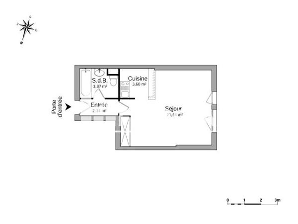 Location Studio 31.35 m² - 101 BOULEVARD EMILE ZOLA Laxou 54520