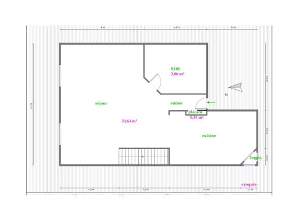 Appartement 2 pièces - 54 m²