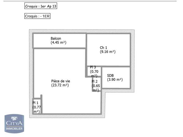 Location appartement 2 pièces de 38.9m²