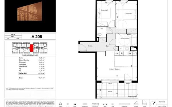 Appartement à vendre    3 pièces • 61,25 m2 Lunel