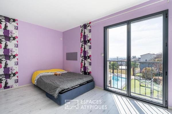 Maison contemporaine sur les hauteurs de Anse avec vue imprenable sur la chaine des Alpes