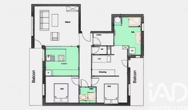 Appartement à vendre 3 pièces 70 m² Soorts-Hossegor