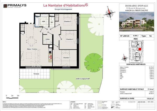 Appartement 4 pièces - 44620 La Montagne