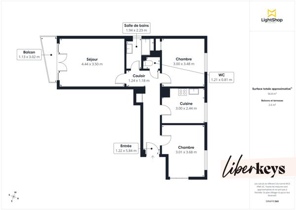 DERNIER ÉTAGE – 3 PIÈCES LUMINEUX AVEC BALCON