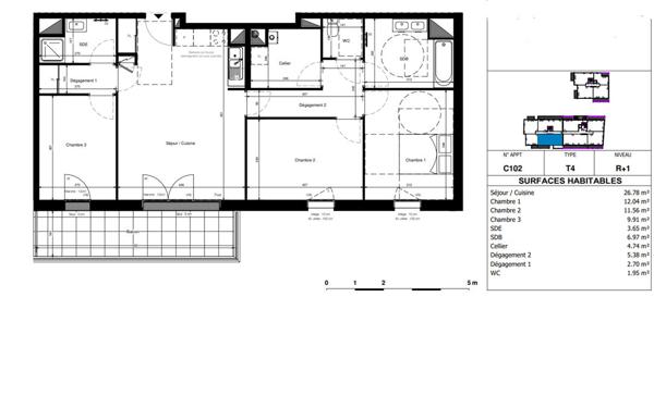 A VENDRE Appartement de type 4 en plein bourg de Saint Sylvain d'Anjou