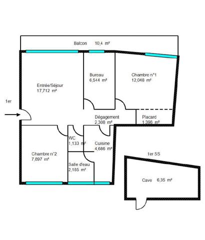 Appartement à vendre 3 pièces 56 m² Pantin