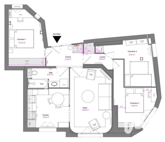 Appartement à vendre 4 pièces 65 m² Paris 20