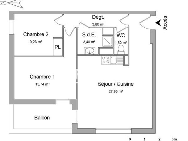 Location Appartement 3 pièces 59.8 m² - 1A rue Simone Veil Deville Les Rouen 76250