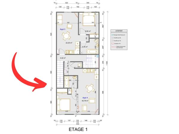 Appartement à SAINT-GENGOUX-LE-NATIONAL, 71460 - 2 pièces 43m²