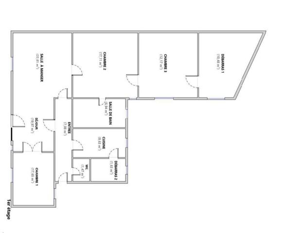Appartement bourgeois 6 pcs-128m²- balcon-parquet