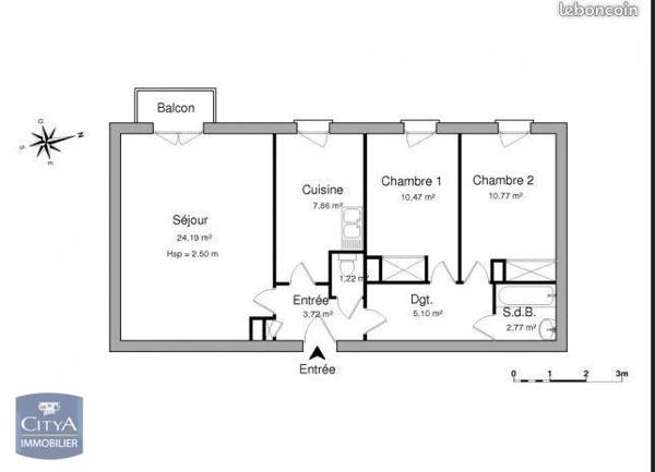Appartement à louer 3 pièces 62.11m²
