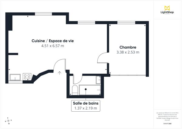 2 pièces de 38,25 m² au calme - Rue Marguerite de Rochechouart, Paris