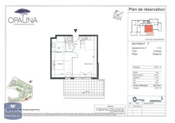 Appartement à louer 2 pièces 42.16m²