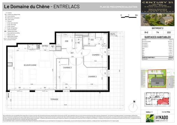 Appartement T4 à vendre  4 pièces - 81,19 m 2   ENTRELACS  - 73