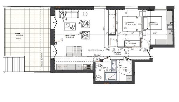 Spacieux T3 AVEC JARDIN de 200m² + cave + parking