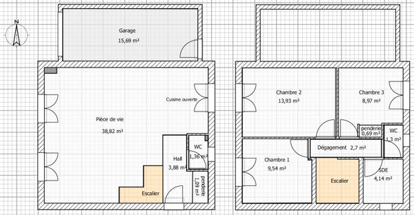 VILLA T4 avec terrasse deux jardins et garage