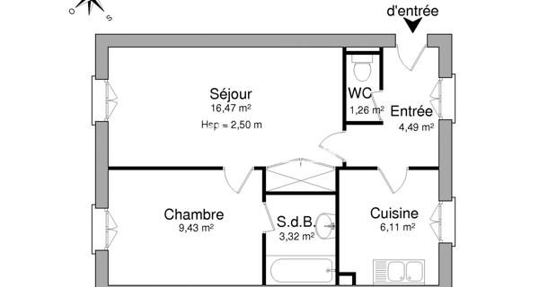Location Appartement 2 pièces 41.08 m² - Le Thillay 95500