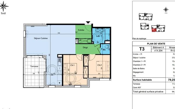 Appartement à vendre    3 pièces • 79,25 m2 Lapalud