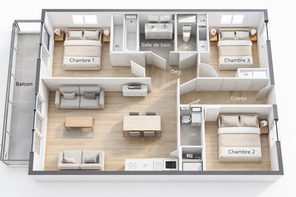 Appartement T4 de 84 m² avec balcon et vue boisée – Montrabé (31), cadre de vie privilégié aux portes de Toulouse