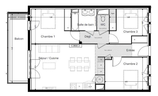 Appartement T4 de 84 m² avec balcon et vue boisée – Montrabé (31), cadre de vie privilégié aux portes de Toulouse