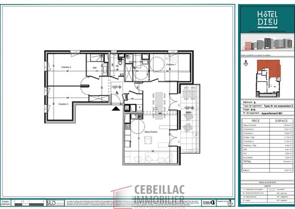 Appartement 4 pièce(s) 3 chambre(s) 104.28 m²