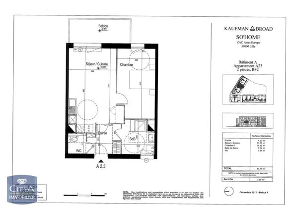 Appartement à louer 2 pièces 47.94m²