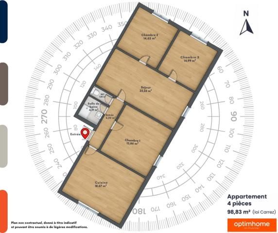 Appartement 4 pièces – 98,83 m² – 3 chambres – Grenier privatif – Hayange (57)