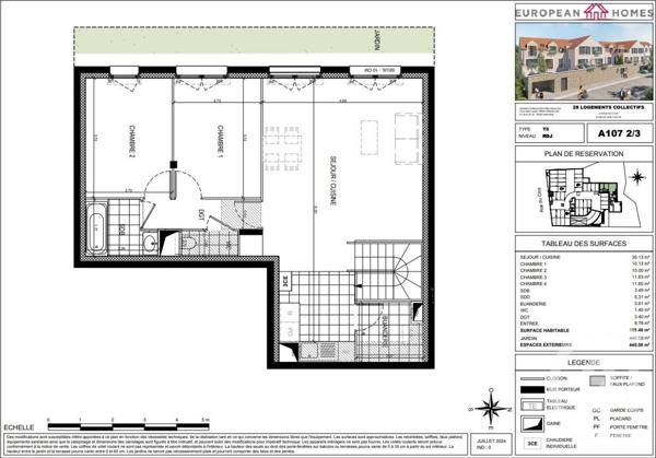 Appartement F3 à vendre  5 pièces - 105,48 m2 GIF SUR YVETTE - 91