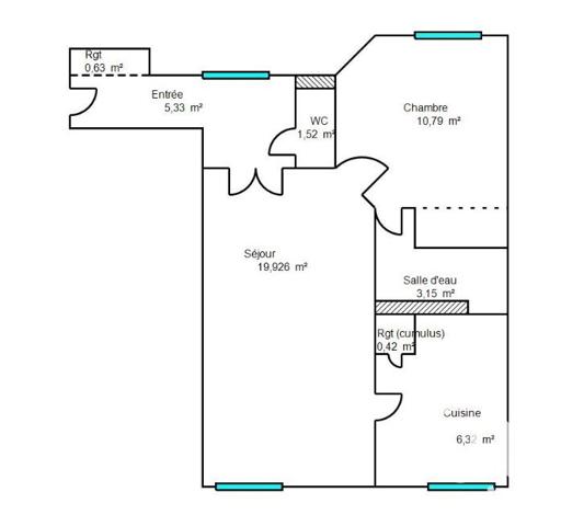Appartement 3 pièces de 48 m² à Vannes (56000)