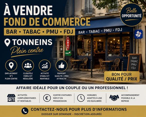 Fonds de commerce Bar • Tabac • PMU • FDJ