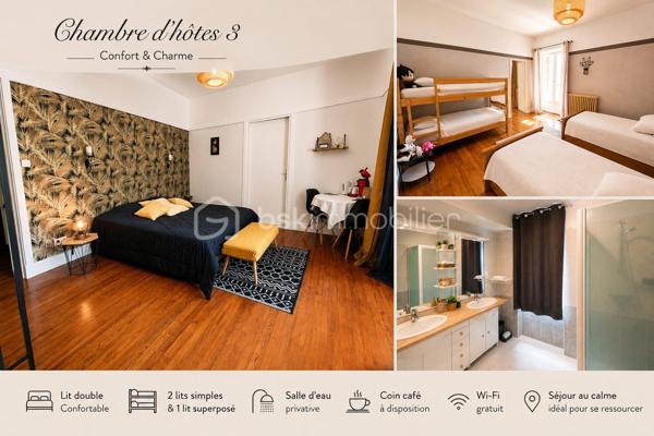 À SAINT-PONS-DE-THOMIÈRES, découvrez cette SUPERBE DEMEURE DE CARACTÈRE entièrement rénovée développant environ 313 m² HABITABLES. Alliant le CHARME DE L'ANCIEN, le CONFORT MODERNE et un véritable POTENTIEL ÉCONOMIQUE, cette propriété représente une opportunité rare pour reprendre une ACTIVITÉ DE CHAMBRES D'HÔTES CLÉS EN MAIN ou créer une magnifique résidence familiale.

Dès l'entrée, vous serez séduits par une SPLENDIDE PIÈCE DE VIE D'ENVIRON 70 m², baignée de lumière grâce à ses nombreuses ouvertures. Ses volumes généreux, ses courbes élégantes et son atmosphère chaleureuse en font un véritable lieu de réception. Elle comprend un ESPACE VIDÉO, une salle à manger avec BILLARD, une autre salle à manger avec INSERT ainsi qu'une cuisine entièrement équipée.

Le rez-de-chaussée accueille DEUX SUITES PRIVATIVES d'environ 16 m² et 24 m², chacune disposant de sa SALLE D'EAU ET WC PRIVATIFS. Une pièce supplémentaire d'environ 15 m², actuellement aménagée en ESPACE COMMUN POUR LES HÔTES, complète ce niveau.

À l'étage, vous découvrirez QUATRE AUTRES SUITES :

• Deux suites d'environ 18 m² avec salle d'eau et WC.
• Une SPACIEUSE SUITE FAMILIALE d'environ 40 m² avec chambre communicante.
• Une grande suite d'environ 19 m² bénéficiant d'un BALCON PRIVATIF.

Un CELLIER facilite le stockage du linge et du matériel nécessaire à l'activité.
Les combles accueillent UNE CHAMBRE SUPPLÉMENTAIRE et offrent encore un POTENTIEL D'AMÉNAGEMENT selon vos besoins.
En rez-de-jardin, la propriété dispose d'un VASTE GARAGE, de plusieurs CAVES ainsi que d'une BUANDERIE. L'espace est d'environ 200 M2

À l'extérieur, vous profiterez d'un agréable ESPACE BOULODROME, idéal pour partager des moments conviviaux avec les hôtes, un véritable atout pour développer l'activité touristique.

CÔTÉ TECHNIQUE
Chauffage assuré par une POMPE À CHALEUR, offrant un excellent confort au quotidien.
Production d'eau chaude sanitaire par CHAUDIÈRE AU FIOUL.
Menuiseries en DOUBLE VITRAGE.
Combles et plancher isolés, contribuant à de bonnes performances énergétiques.
Électricité conforme
Toiture révisée et en bon état.

L'activité actuelle est exploitée UNIQUEMENT LES WEEK-ENDS, générant déjà un CHIFFRE D'AFFAIRES D'ENVIRON 17 000 € PAR AN.
Le potentiel de développement est particulièrement intéressant :

✔ Exploitation actuelle (week-ends uniquement) : 17 000 €/AN, vous pouvez aller voir les commentaires sur booking. 
✔ Ouverture de mars à octobre (5 jours/semaine) : 45 000 € à 60 000 €/AN
✔ Exploitation professionnelle avec commercialisation active (Booking, Airbnb, site internet...) : 70 000 € À PLUS DE 90 000 €/AN selon le taux d'occupation et les prestations proposées.
Ce potentiel peut encore être renforcé grâce au développement de prestations complémentaires telles que TABLE D'HÔTES, soirées étapes, séjours thématiques ou partenariats touristiques.

Avec ses 6 SUITES, sa CHAMBRE SUPPLÉMENTAIRE, ses volumes remarquables, son activité immédiatement exploitable et son IMPORTANT POTENTIEL DE RENTABILITÉ, cette propriété conviendra aussi bien à un PORTEUR DE PROJET TOURISTIQUE, qu'à un INVESTISSEUR ou à une famille souhaitant concilier qualité de vie et activité professionnelle.
UNE OPPORTUNITÉ RARE SUR LE MARCHÉ !

📞 Contactez-nous dès aujourd'hui pour obtenir davantage de renseignements ou organiser une visite.