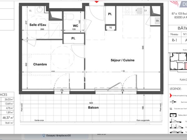 Location Appartement 2 pièces 46.37 m² - 97 BOULEVARD DES ETATS UNIS La Roche Sur Yon 85000
