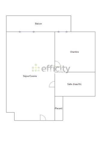 Appartement 2 pièces - 43 m² Exclusivité efficity