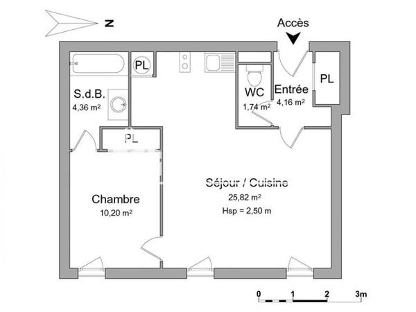 Location Appartement 2 pièces 46.28 m² - 15 RUE DU GAL DE GAULLE Guingamp 22200