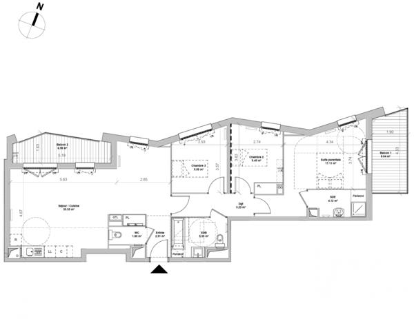 Appartement à vendre 4 pièces 90,86 m² Bry-sur-Marne