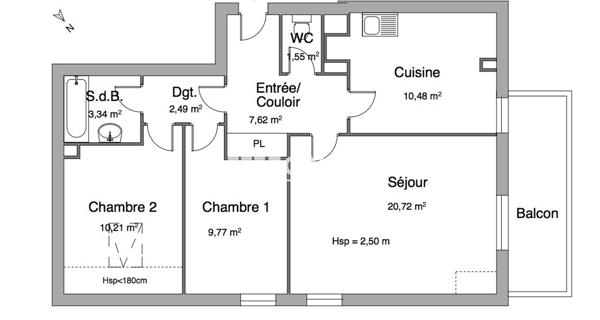 Location Appartement 3 pièces 66.18 m² - Schiltigheim 67300