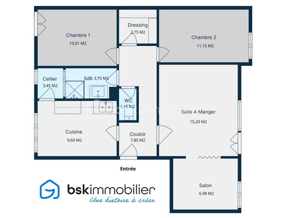 Appartement de 74 m²