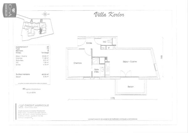 Appartement à louer 2 pièces 45.05m² Pornic (44210)