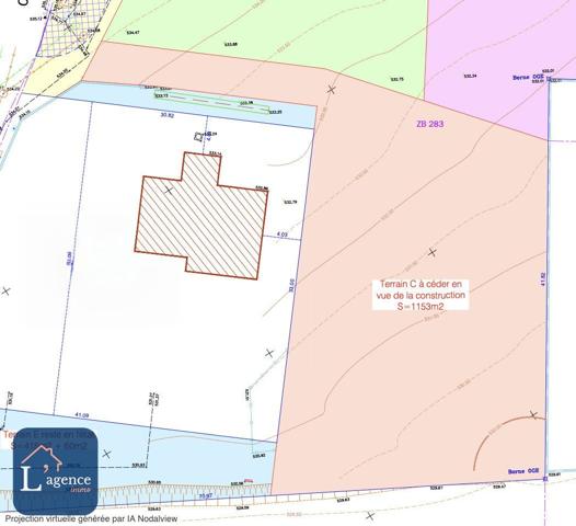 Terrain constructible 1153 m² Crozet 01170 Villeneuve grande parcelle vue dégagée libre constructeur