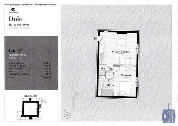 Appartement à louer 2 pièces 34.9m² Dole (39100)