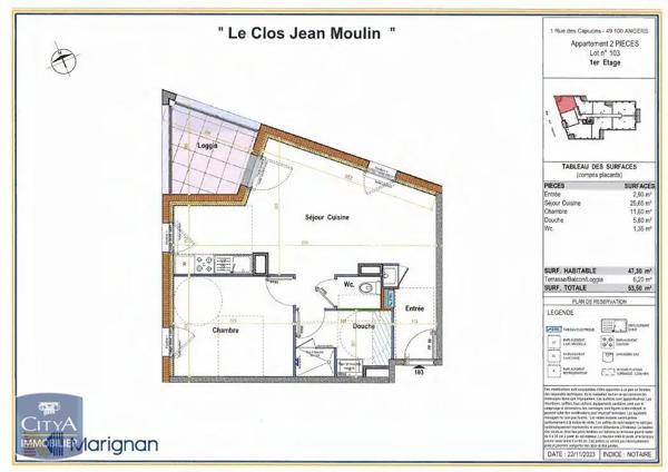 Appartement à louer 2 pièces 47.3m²