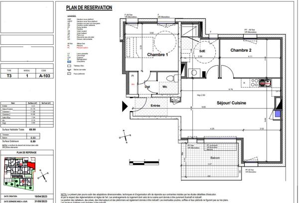 Appartement de type 3 avec balcon sur Carquefou à 5 min à pied du centre ville
