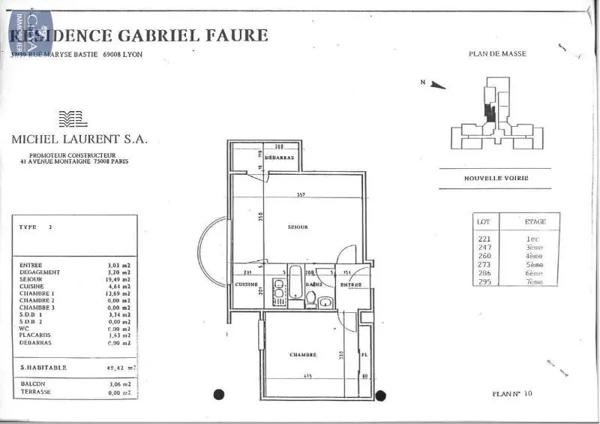 Appartement à louer 2 pièces 49.42m² Lyon (69008)