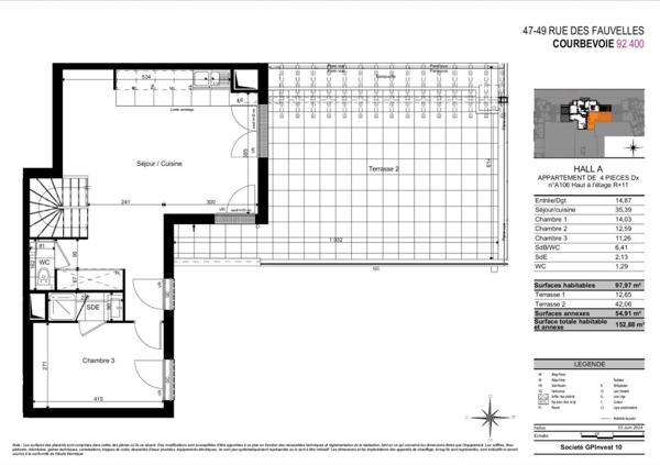 Location Appartement 4 pièces 98 m² - Courbevoie 92400