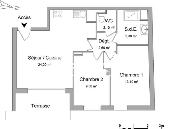 Location Appartement 3 pièces 56.8 m² - 171 AVENUE DES MINIMES Toulouse 31200
