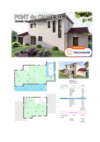 TERRAIN DE 599m² A PONT-DU-CHÂTEAU AVEC PROJET DE CONSTRUCTION