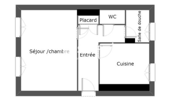 Grand T1 bis 38 m2 avec grenier et stationnement