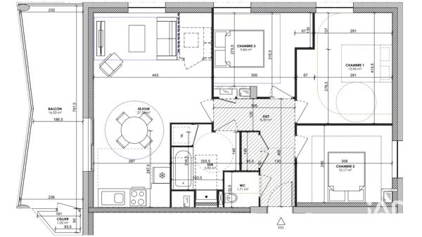 Appartement à vendre 4 pièces 77 m² Lyon 7